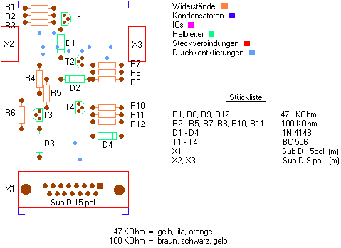 Bestückungsseite der Adapterplatine