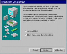 Manuelle Auswahl eines Gerätetreibers im Windows-Hardwareassistent